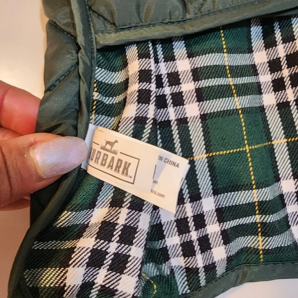 Burbark Green and Brown Puffer Jacket Dog Apparel NWT
